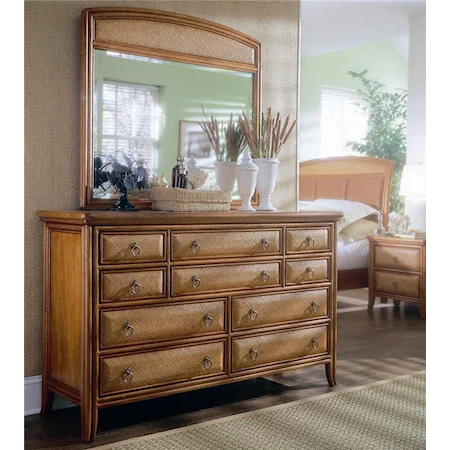 Landscape Mirror with 10 Drawer Dresser